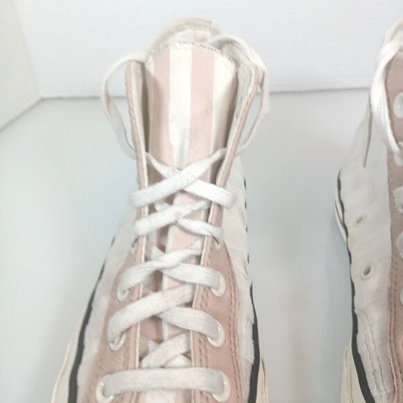 Converse Size 7.5 Chuck 70 Striped Hi Top Shoe Egret/Pink Terry Cloth All Star - Picture 4 of 9